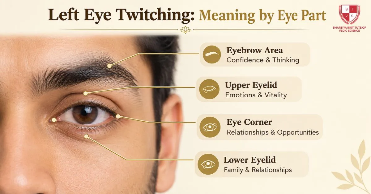 Left Eye Twitching Meaning by Different Eye Part